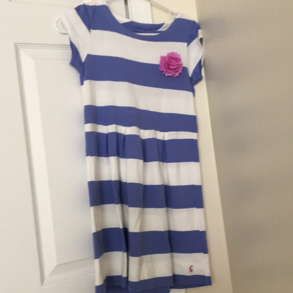 Blue and white striped dress